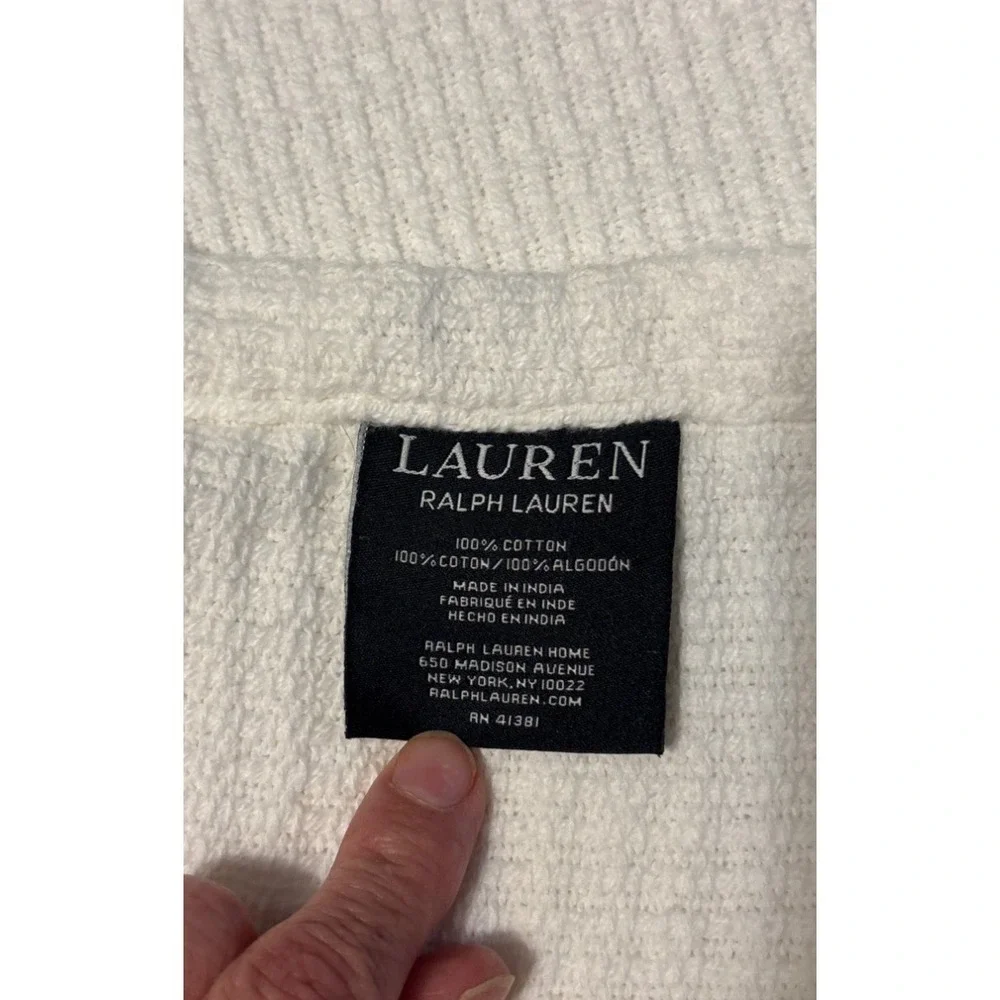 Lauren Ralph Lauren King Size Knit Blanket 100%‎ Cotton White
